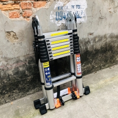 Thang nhôm rút gọn NiNDA ND-56AIS chữ A 2m8, có bánh xe tiện lợi