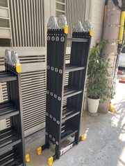 Thang nhôm NiNDA ND-405B gấp chữ M đen, cao 5m7