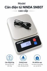 Cân tiểu ly nhà bếp chống nước NINDA SN807 cao cấp tải 5kg/0,5g độ chính xác cao dùng cho nhà bếp, gia đình, quán ăn