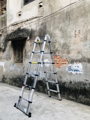 Thang nhôm rút gọn chữ A NiNDA ND-38AI, chiều cao chữ A 1m9