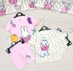 CB254-Combo 2 bộ THỎ BI màu hồng mix legging bé gái