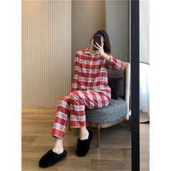Bộ pijama kẻ túi ngực