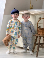 BT1022-combo 2 bộ cotton dài tay KHỦNG LONG VŨ TRỤ trẻ em