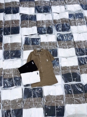 A265- Set 3 áo cộc tay cúc trước thêu ngựa trắng-nâu-đen