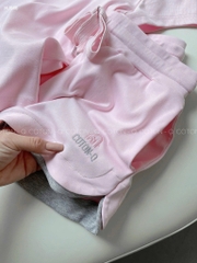 Set754- Bộ mặc nhà cộc tay hồng nhạt phối xám