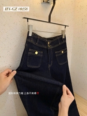 QUAN105-Quần jean ống rộng We màu xanh đậm túi trước