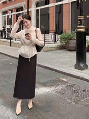 SET397-SET ÁO VOAN TƠ PHỐI CHÂN VÁY LỤA TẶNG KÈM ÁO 2 DÂY