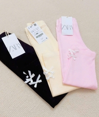 CB164-Combo 3 quần legging bé gái đính nơ vải cottton co dãn