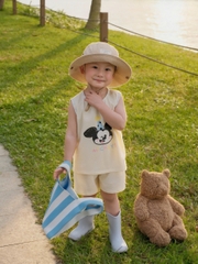 BT857-COMBO 3 bộ thun sát nách xanh trắng cho bé 9-25kg