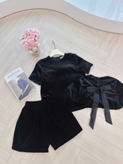 Set740- SET NHUNG PHỐI REN NƠ SAU