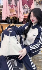 set826- Set Alo thêu nỉ haida  phối ghi-than dài tay