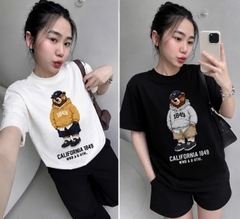 A594-Áo thun suông hình gấu 2 màu đen trắng