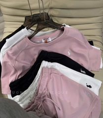 SET498- Bộ cộc trơn cổ tròn chất mì hàn thêu tag ngựa