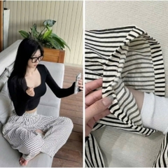 QUAN024- quần suông kẻ đen ống 28, dài 103cm chất lien ko nhăn