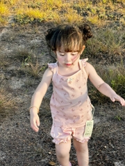 SETKID047-SEt 2 bộ dây hoa HỒNG VÀNG bé gái chất thô boi mát lịm