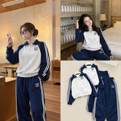 SET1071-SET nỉ haida xám phối xanh than