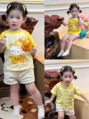 BT919-Combo 3 áo cotton tông vàng in mèo KITTY