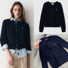 A559-Áo len cadigan  màu xanh than thêu gấu W