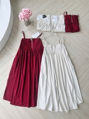 ☘️Dam161-  VÁY maxi lien  LI CÚC TRAI CHUN SAU 2 màu trắng- đỏ 🌷