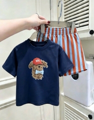 BT1026- Combo 2 bộ cotton cộc tay NÂU- XANH Merci