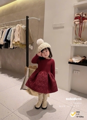 Bt784- Váy xoè phối len dài tay bé gái 3 màu