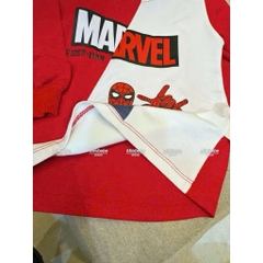 [ĐẾN 30kg]BT730-  Bộ phối trắng-đỏ áo cottom mix quần nỉ nhện