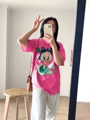 A244-Áo thun suông Vịt Donal 2 màu trắng hồng