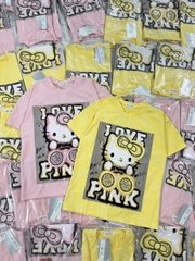 A309- Áo phong kitty loang 2 màu hồng-vàng dáng suông