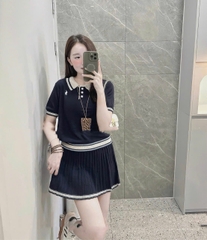 Set724- Set len Quảng châu viền thêu 2 màu be- đen