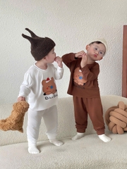 BT698-Bộ thun lạnh 3 màu họa tiết in TRẮNG-XANH-NÂU