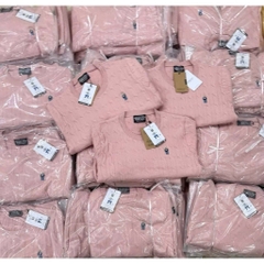 A554-Áo len thừng màu hồng cổ tròn hàng nhà máy đủ tem mác