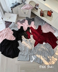 SET921- Set mặc nhà áo sát nách phối quần short 4 màu vải cotton mát