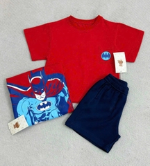 BT478- Bộ Siêu nhân in lưng đỏ đen bé trai ái cotton mix quần cua