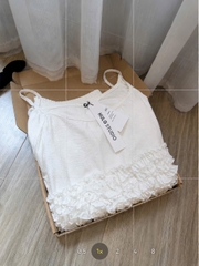 SET988- Set 2 dây bèo trắng phối quần suông vải lien mát