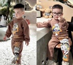 BN189-Bộ nỉ bông THỎ TAI DÀI màu nâu bé trai VNXK