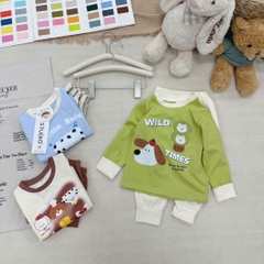 CB396- Combo 3 bộ thun dài tay bé trai CÚN sắc màu