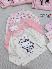 CB373-COmbo 3 bộ thun dài tay bé gái hồng