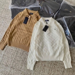 A462-Áo len thừng cổ bẻ 4 màu hàng nhà máy đủ tem mác