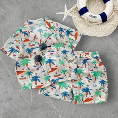 BT496- Bộ áo sơ mi đũi cây dừa sắc màu mix quần kaki