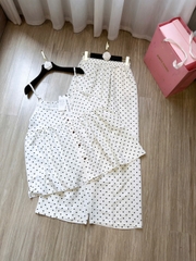 Set970- Set áo dây chấm bị phối quần suông dài