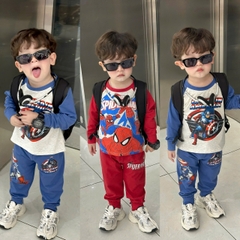 cb411- Combo 2 bộ cotton zip Siêu nhân xanh-đỏ