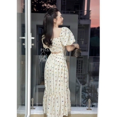 ĐẦM HOA CÚP NGỰC CHUN SAU ĐUÔI CÁ HOẠT TIẾT THÊU