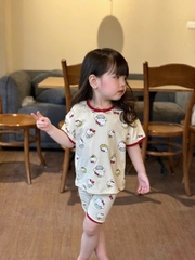 Cb342- Combo 2 bộ legging viền hello kitty bé trái chất cotton
