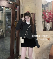 A337-Áo cadigan len màu xám hàng nhà máy