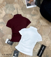 A477-Combo 3 áo thun nhún eo đỏ đen trắng vải díp mềm