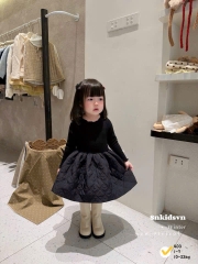 Bt784- Váy xoè phối len dài tay bé gái 3 màu