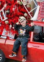 bt777- Bộ Noel xanh rêu chất nỉ bông ấm in chuẩn