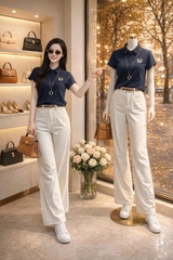 A504-Áo thun polo màu than thêu ngực