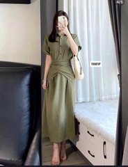 DAM117-Đầm midi nữ dáng dài buộc eo 2 màu xanh tím