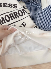 A132-Áo nỉ nữ tay phối kẻ tặng kèm khăn